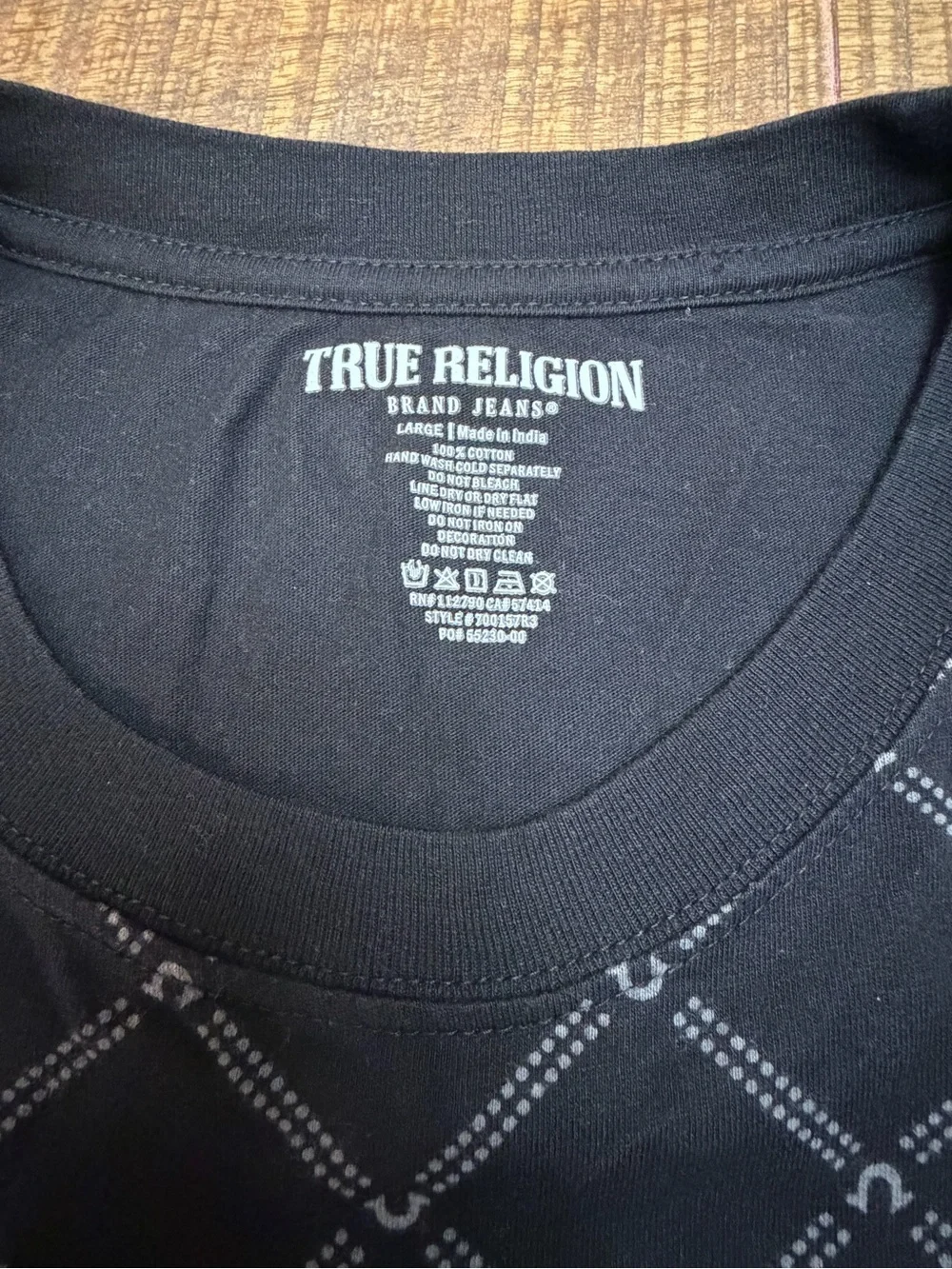 True Religion Black Tee with Gold Stud Logo